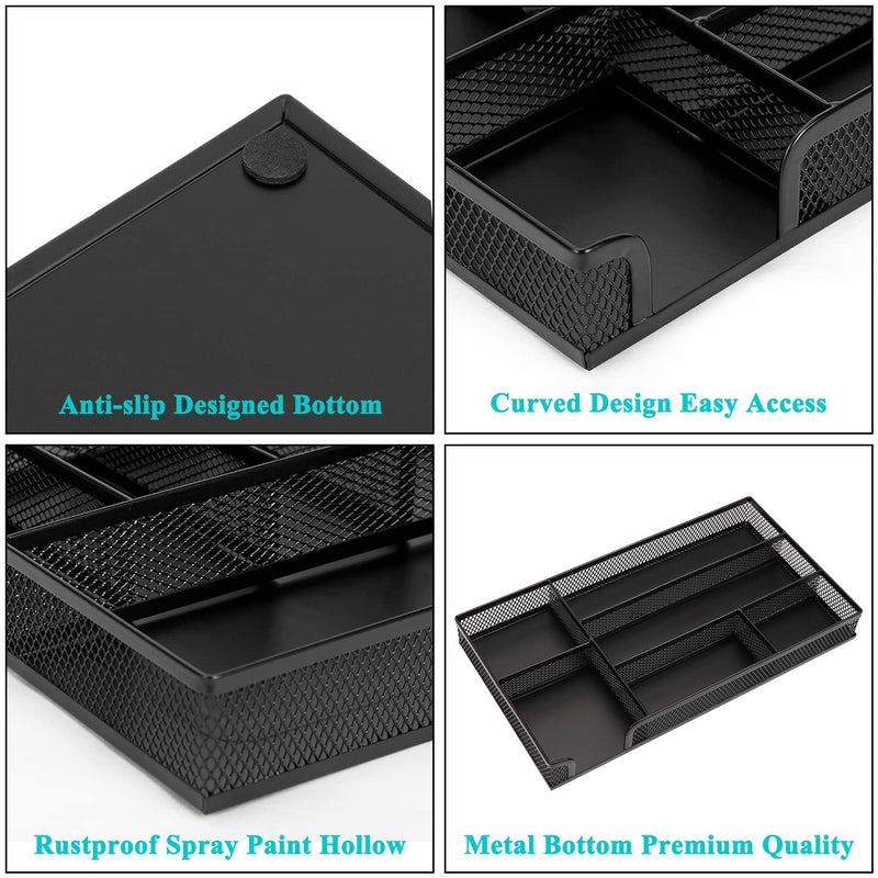 EsOfficce Drawer Organizer, Desk Organizer, Black Metal Mesh Drawer, Desk Drawer Organizer for Home Office and School,11.02X 6.10 X 1.38 Inch,Black - Image 3